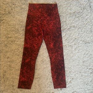 Lululemon Athletica Red Leggings with Abstract Pattern